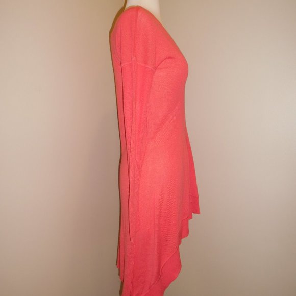 NWT BEBE Cashmere Silk Orange Coral Sweater dress Tunic Asymmetric Dress - Picture 3 of 8